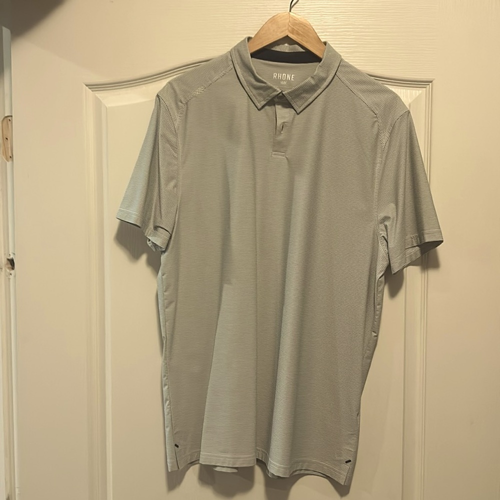 Rhône - Commuter Striped Polo - Size L - Color Described as Silver Striped